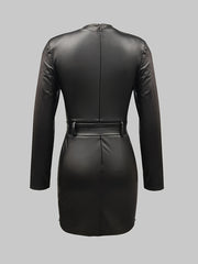 Chic Black Leather Mini Dres