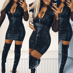 Night Out PU Leather Skinny Dress"