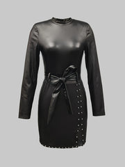 Chic Black Leather Mini Dres