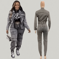 Street Luxe Denim Tracksuit